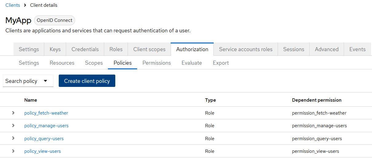 ASSIST_Software_Keycloak_Listing Policies